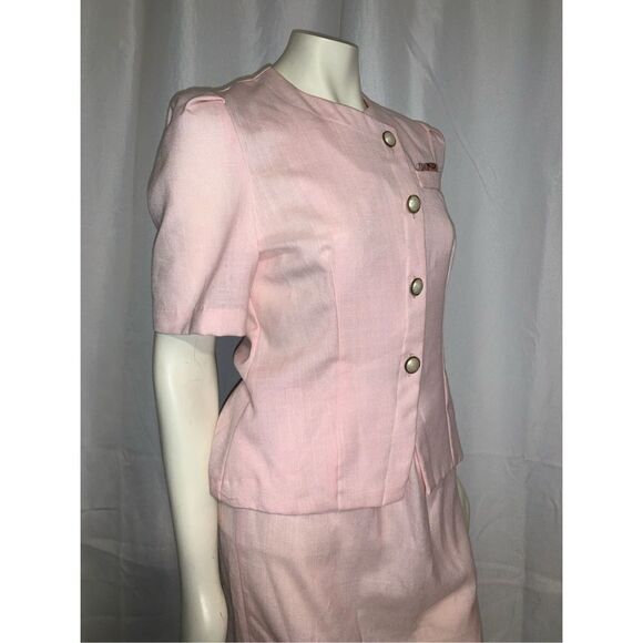 Vintage Pink Puff Sleeve Skirt Set 10P - Picture 8 of 11